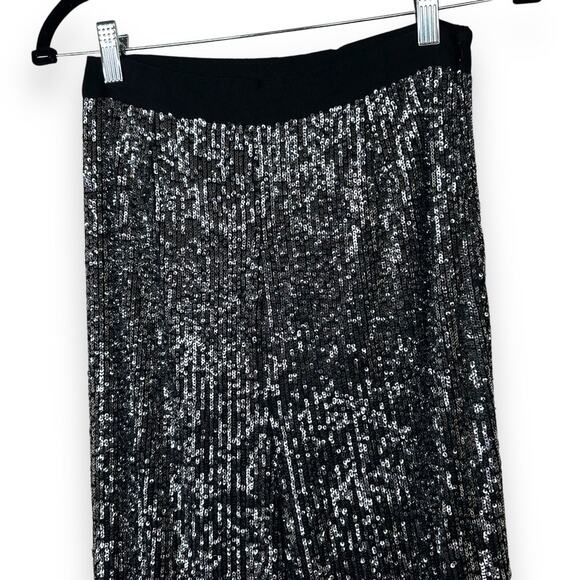 NBD x Revolve NWT Saturday Love Silver Sequin Ultra High Waist Holiday Pants - Picture 5 of 10